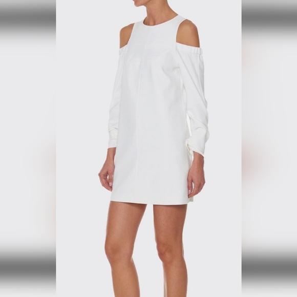 Tibi White Structured Crepe Cutout Open Shoulder Dress Sz 10 Org $395 - Picture 3 of 10